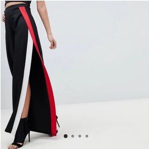 Contrast pants with slits on both sides